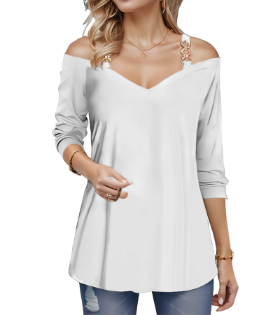 Women's imitation cotton V-neck off-shoulder coat LTW20650 - 仿棉-180g/S