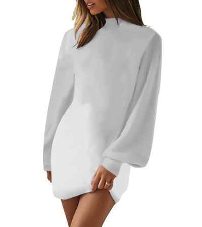 Women's turtleneck pile neck dress LTW20257 - 仿棉-180g/S