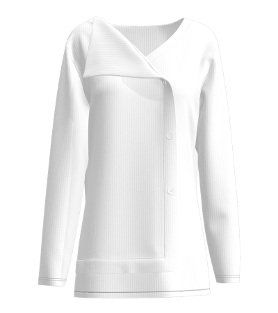 Women's ribbed asymmetrical V-neck long sleeve T-shirt -LTW20556 - 螺纹坑条-210g/S