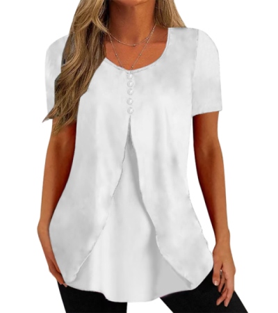 Women's imitation cotton round neck short sleeve T-shirt S9550484 - 仿棉-180g/S