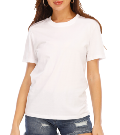 Women's digital printed cotton short sleeve round neck T-shirt -LTW20001 - 仿棉-180g/S