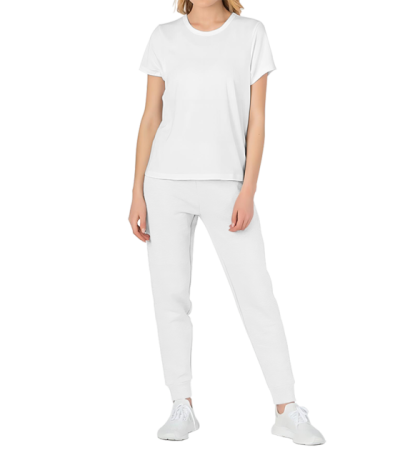 Women's short sleeve pant suit R0146 - 仿棉-180g/S