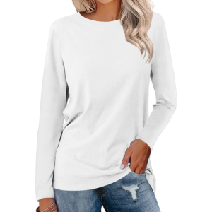 Women's mock cotton sleeved round neck T-shirt -LTW20587 - 仿棉-180g/S