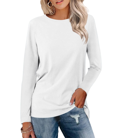 Women's mock cotton sleeved round neck T-shirt -LTW20587 - 仿棉-180g/S