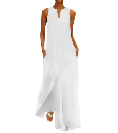 VXCQ Sleeveless V-Neck Dress (R0054) - 牛奶丝-170g/S