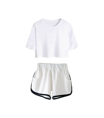 3D Short Sleeve Crop Set for Women (A0010) - 鸟眼布-140g/XS
