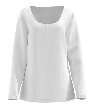 Women's thread pit strip U-neck long sleeve T-shirt LTW20657 - 螺纹坑条-140g/S