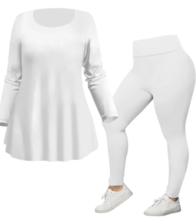 Long sleeve round neck leggings for women LTW20327 - 直贡呢-140g/L