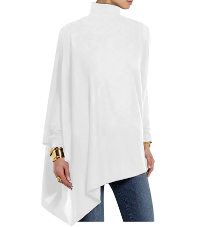 Women's asymmetrical high-neck long sleeve T-shirt LTW20320 - 仿棉-200g/S