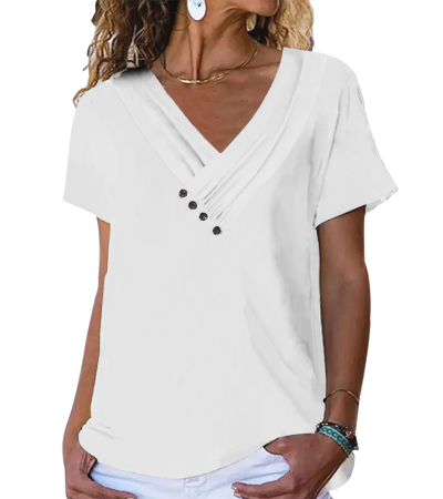 V-neck short-sleeved T-shirt -LTWJ20913 - 仿棉-200g/S