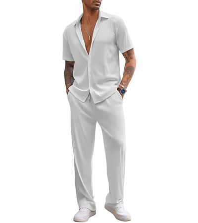 Short sleeve long shirt set R0152 - 四面弹-120g/XS