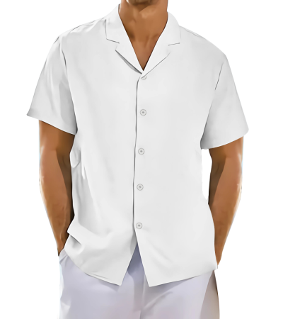 Men's digital print lapel short-sleeved shirt LTM10076_D - 四面弹-120g/S