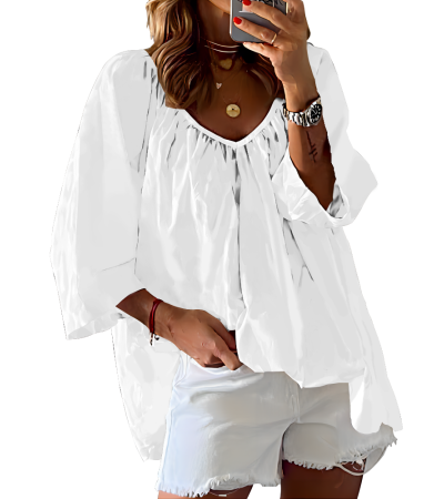 Women's V-neck 7 point sleeve sleeve sleeve top LTW20576 - 东泰666-120g/S