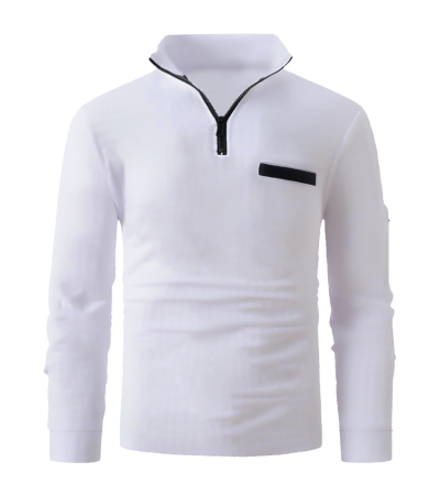 XBH0004- Adult long-sleeved POLO shirt with standing collar - 鸟眼布-110g/S
