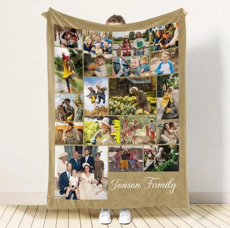  Warm personalized custom blanket creative family photo 
