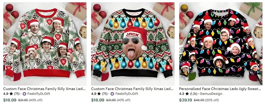 pod clothing customization of popular themes for winter and festivals 