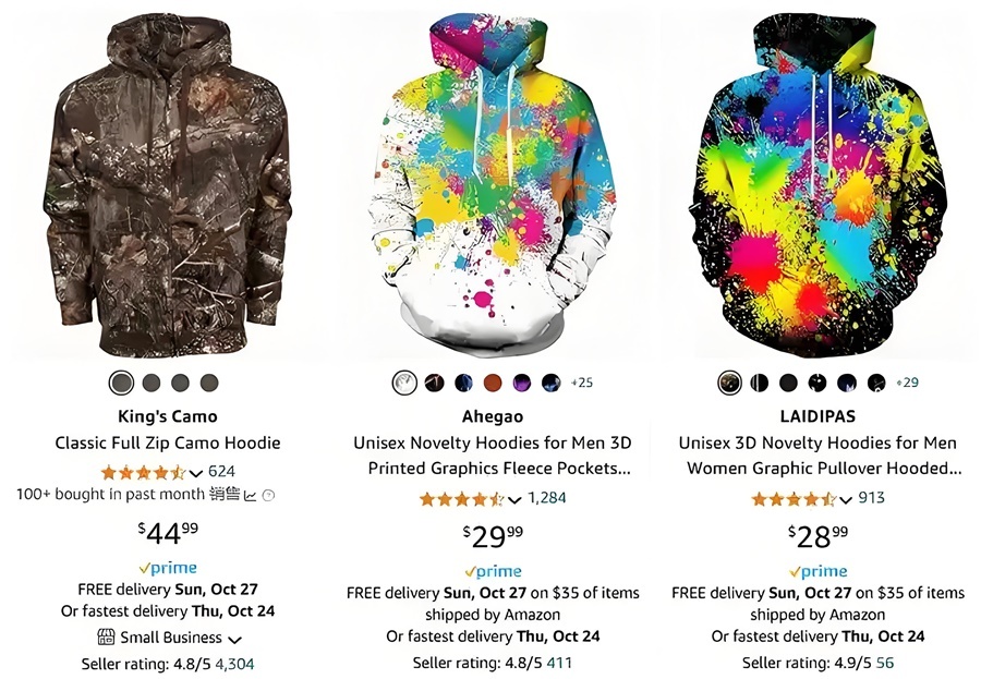 pod clothing customization of popular themes of camouflage and tie-dye 