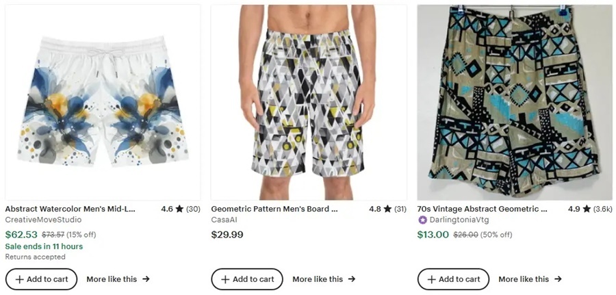  Cross-border e-commerce style recommended men's casual geometric printed shorts 