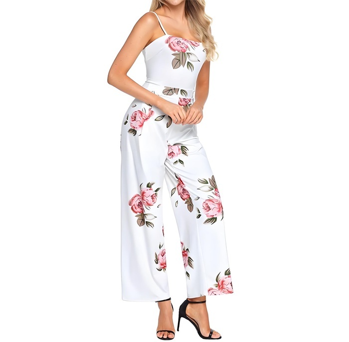  Cross-border e-commerce style recommended women's chic floral printed jumpsuit 