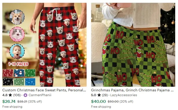  Christmas sports pants home pants design theme humorous Christmas puns 
